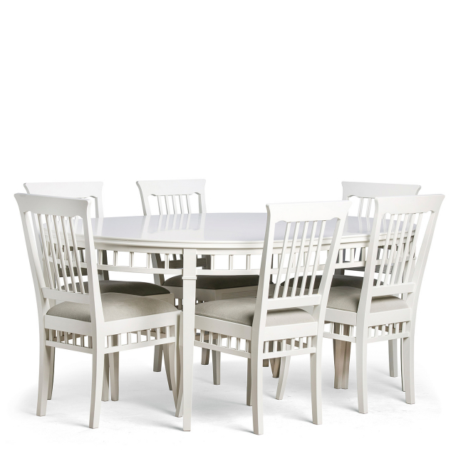 DINING SET ELIN WHITE 6 CHAIRS CARLSHAGA