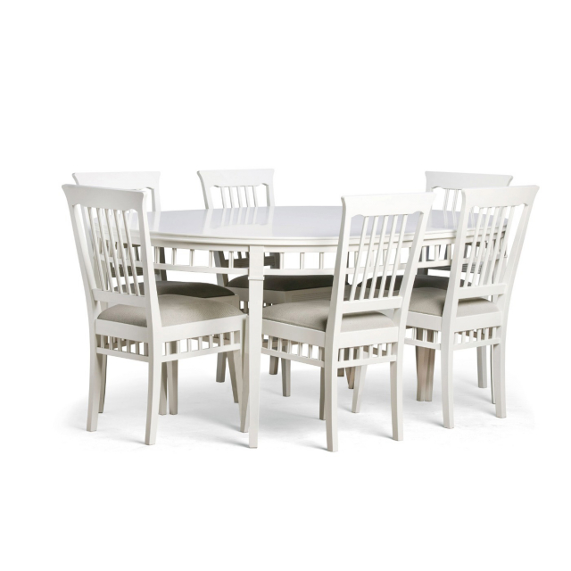 DINING SET ELIN WHITE 6 CHAIRS CARLSHAGA