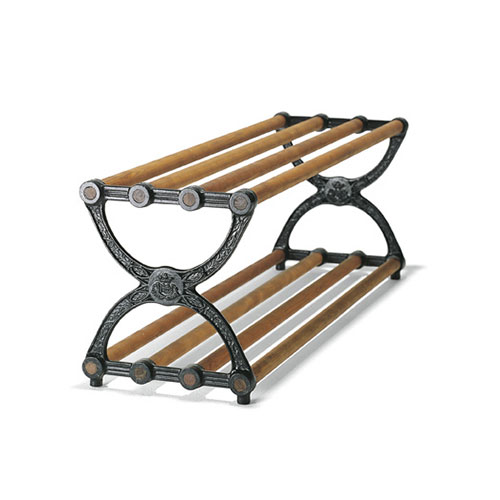 SHOE SHELF WITH CAST IRON BRACKETS BLACK/STAINED BROWN 160 cm