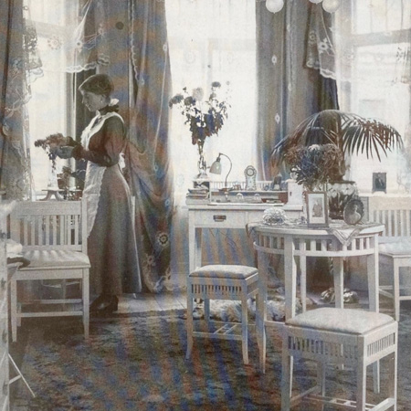 Ellen Key in a beautifully decorated turn-of-the-century room