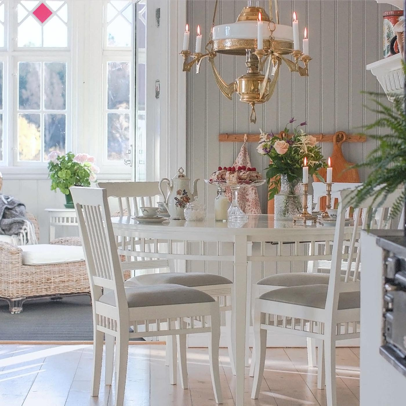 DINING SET ELIN WHITE 4 CHAIRS CARLSHAGA