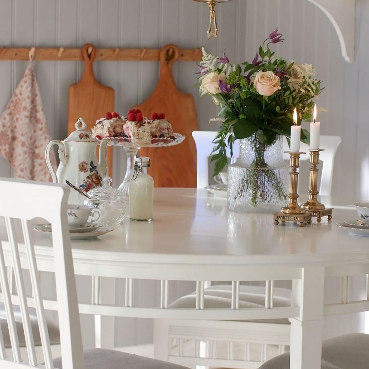 DINING SET ELIN WHITE 4 CHAIRS CARLSHAGA