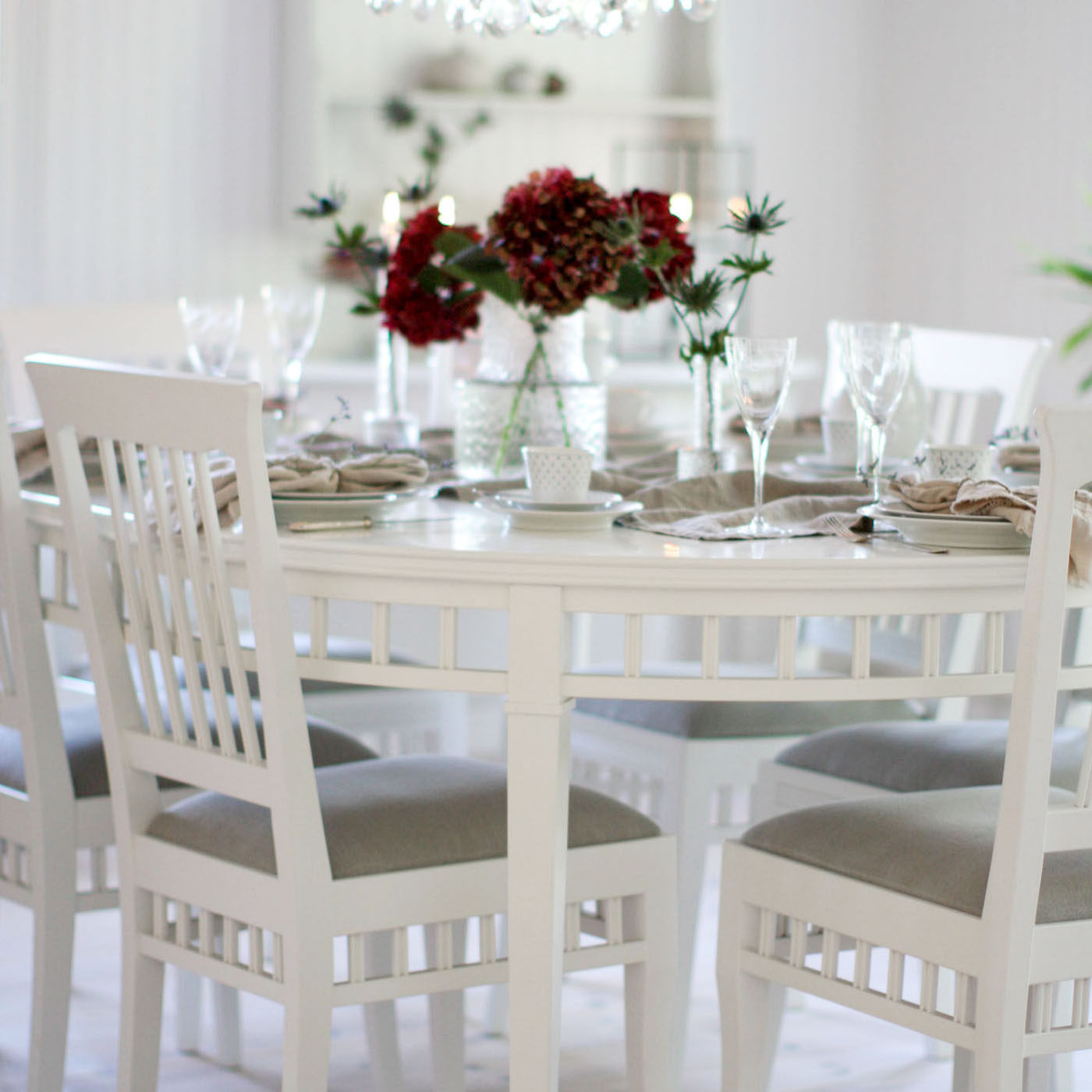 DINING SET ELIN WHITE 6 CHAIRS CARLSHAGA