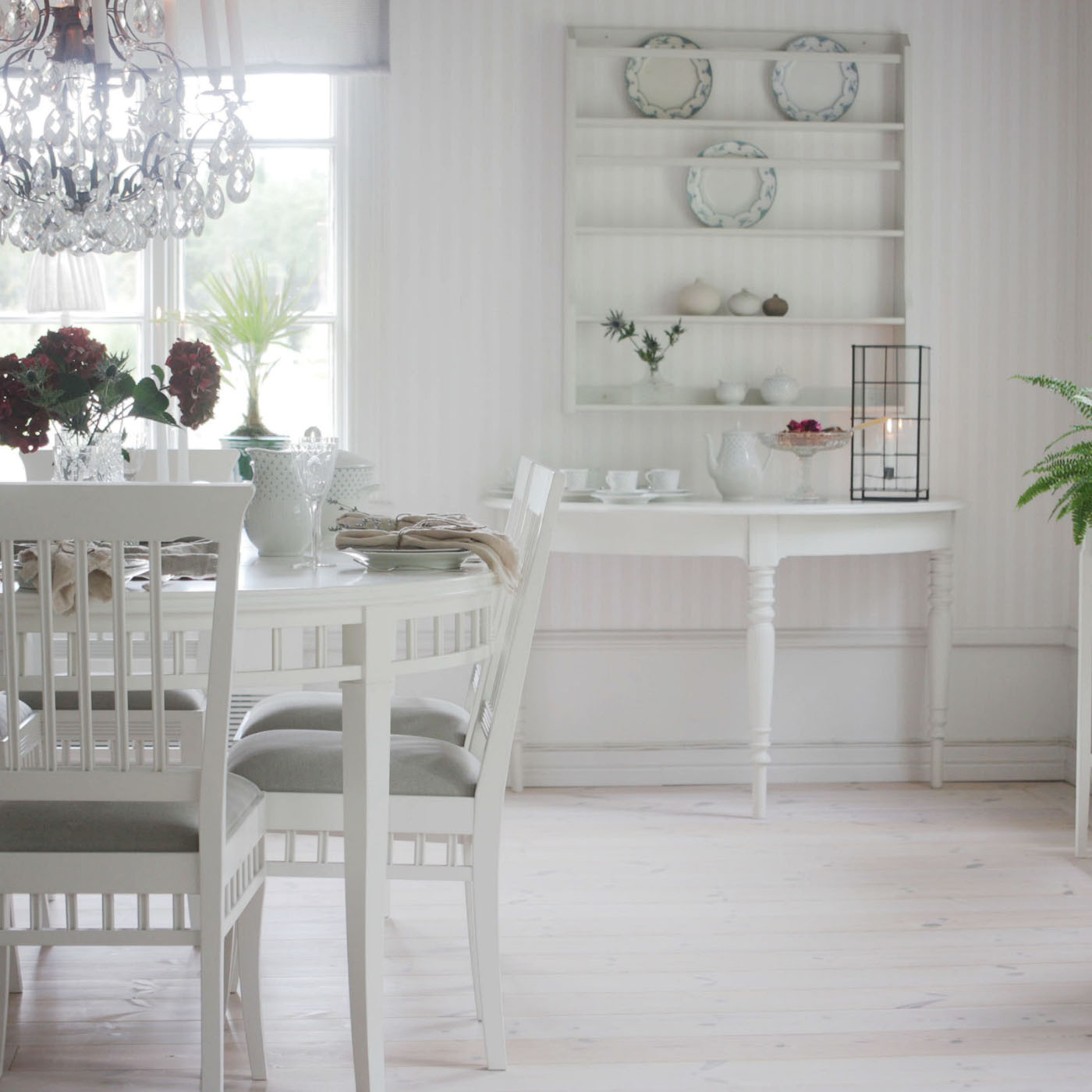 DINING SET ELIN WHITE 6 CHAIRS CARLSHAGA