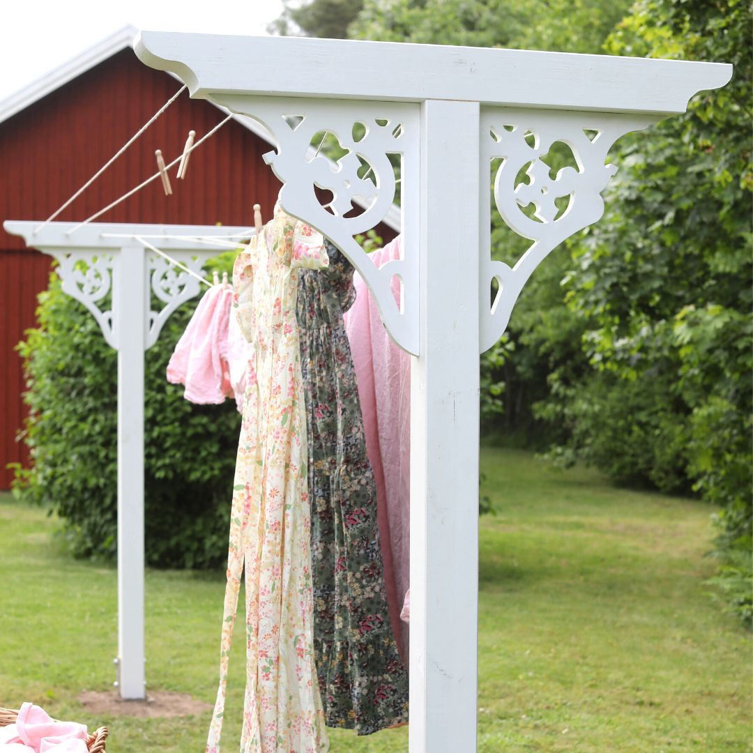 DRYING RACK EMMA WHITE WITH WOODWORK JOY CARLSHAGA INCL. GROUND FIXTURE