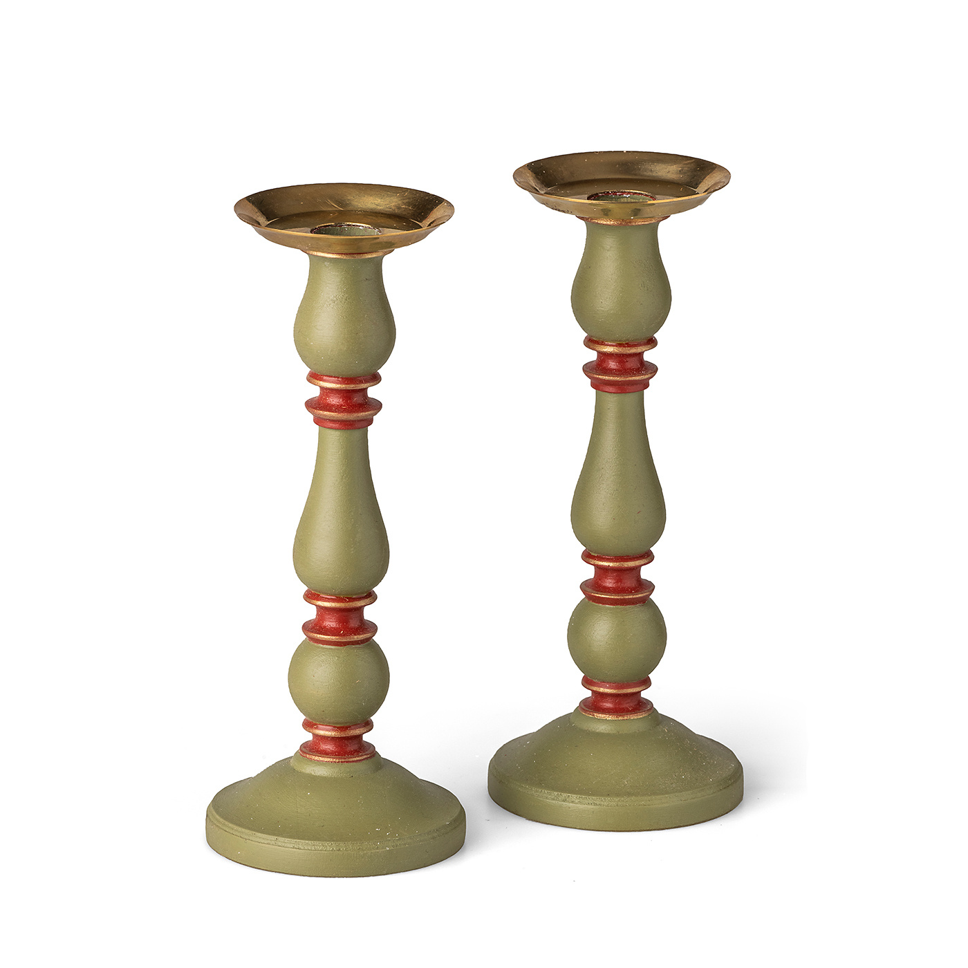 CANDLE HOLDERS LOVISA TURN OF THE CENTURY PAIR GREEN CARLSHAGA