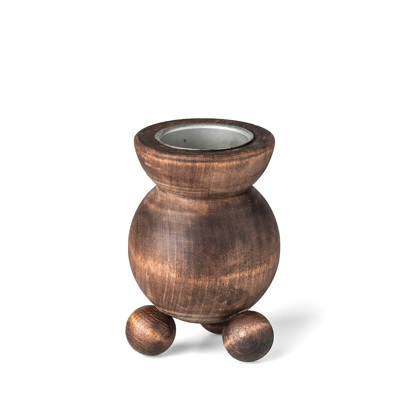 VINTAGE CANDLE HOLDER STAINED BROWN 13 cm